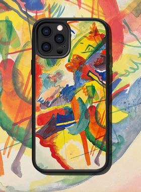 康定斯基适配iphone12/13Pro MAX红蓝色圈的即兴创作苹果XR手机壳