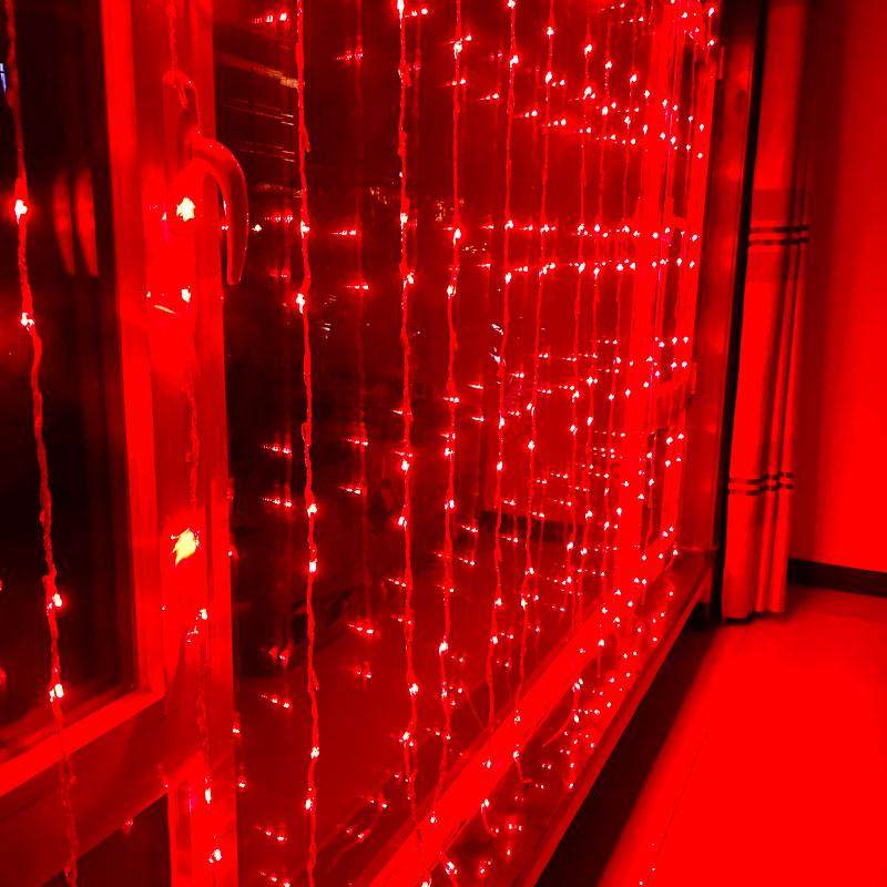 春节彩灯新款遥控爆闪全红色V16大灯特亮阳台窗帘灯led瀑布灯家用
