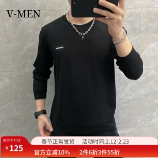 VMEN威曼2023新款长袖T恤男秋季内搭打底衫薄款高端男士卫衣W2326