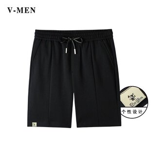 VMEN威曼夏季黑色帅气休闲短裤男士百搭五分裤潮流中裤子V022D180
