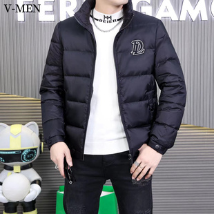 VMEN威曼冬季立领羽绒服外套男时尚休闲白鸭绒男士夹克2024年新款