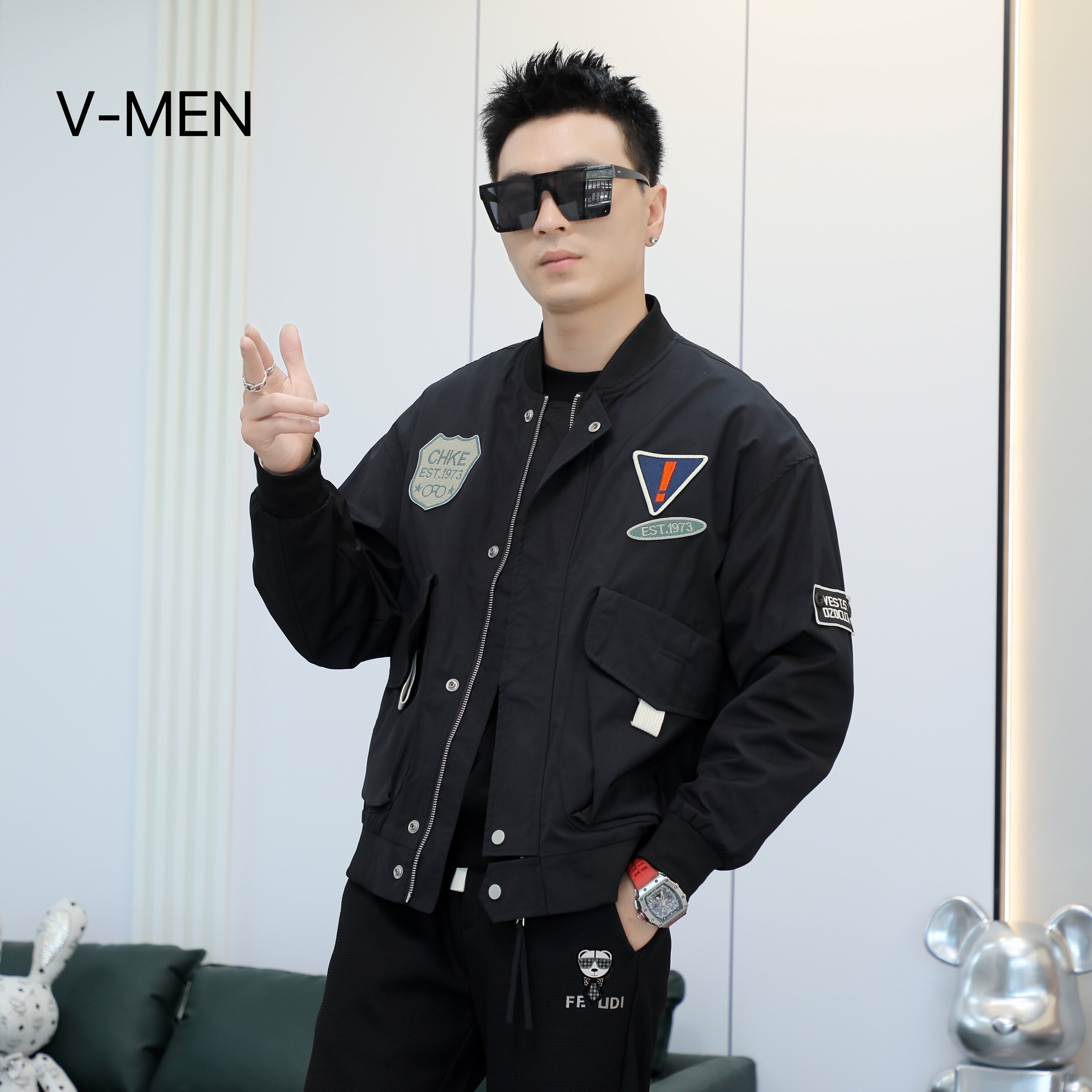 vmen夹克外套威曼立领秋季修身