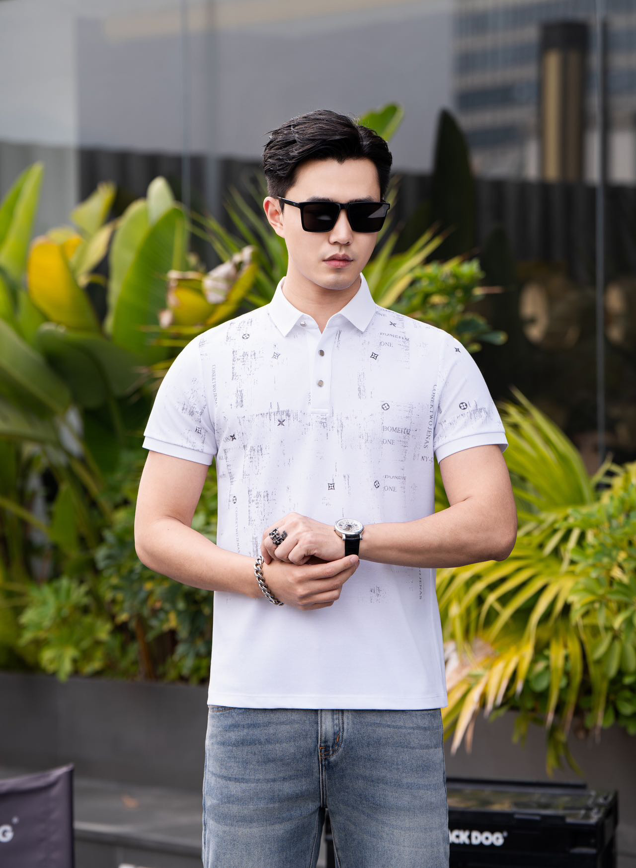 VMEN2026夏季新款短袖刺绣POLO衫男士休闲修身青年翻领上衣男装