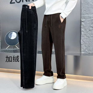VMEN威曼冬季新款雪尼尔加绒男士休闲裤时尚百搭直筒长裤子男装潮