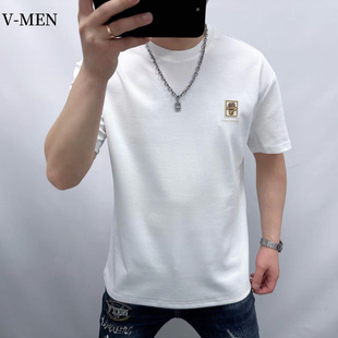 VMEN威曼春夏新款男士短袖T恤字母潮流百搭圆领套头青年帅气上衣