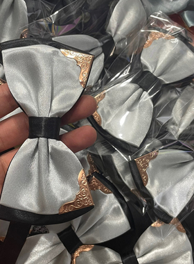 bow tie 双色黑底银灰色金属包角 男士 休闲商务正装 蝴蝶结领结