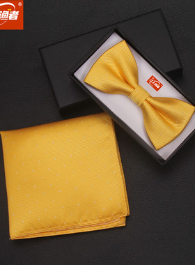 bow tie 男女正装新郎伴郎结婚礼服 金黄色 银点蝴蝶结领结