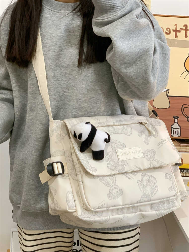 韩版ins学生斜挎包大容量上课包单肩包包女日系原宿复古邮差包男