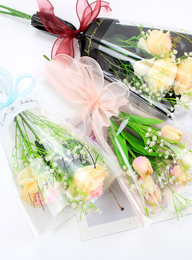 情人节多支袋简约英文花束多支袋防水鲜花包装纸材料包花纸