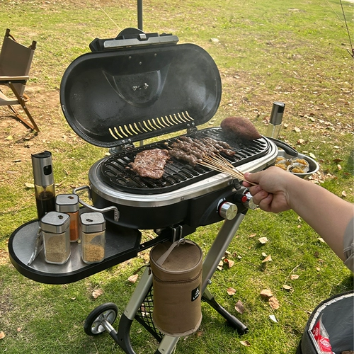 LTHW путешествует на улице с двойным пламенным газом на гриле на гриле печи для лагеря для барбекю Двортард Стинг Складывание бездымной на гриле стойки