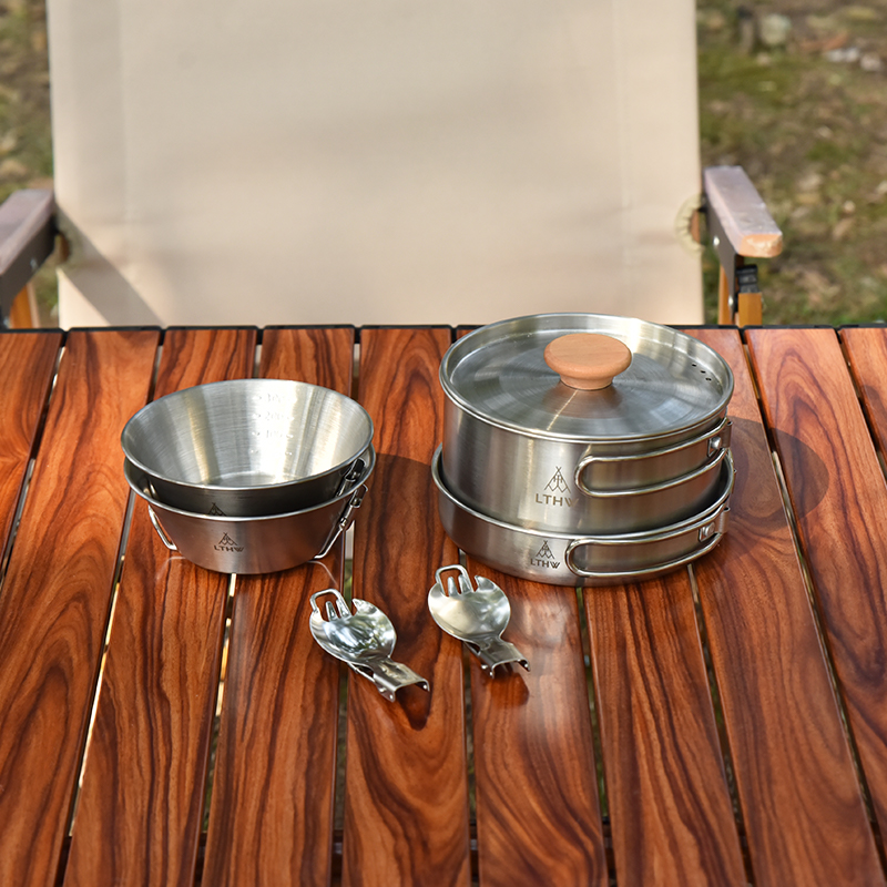 LTHW旅腾2人不锈钢套锅餐碗餐勺