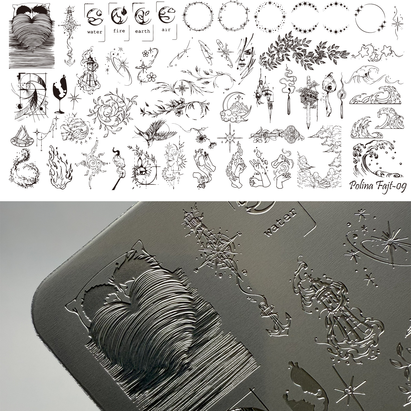 小麻雀美甲印花板可爱小骷髅转印钢板飞机模板精细花纹