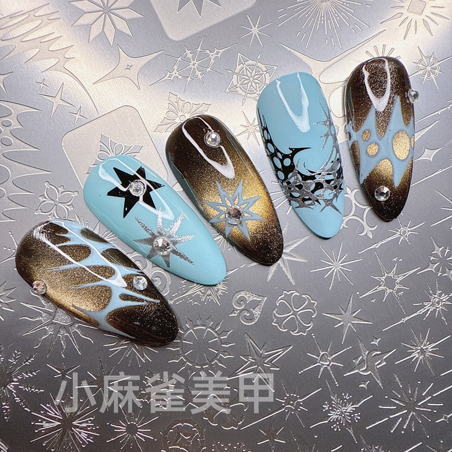 美甲转印钢板星星模板古风印花板工具精细花纹