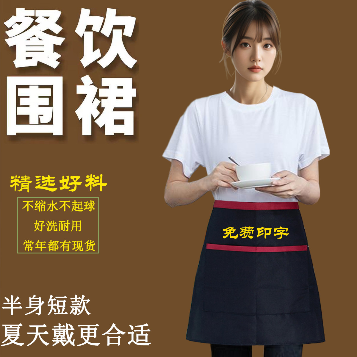 夏季透气餐饮服务员定制围裙