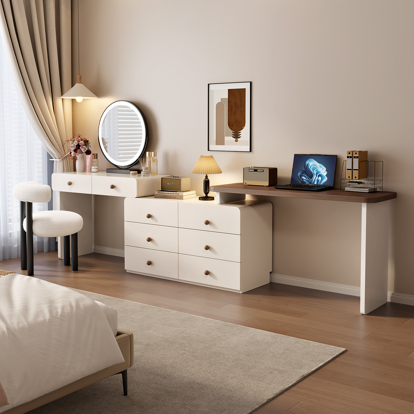 2025新款法式梳妆台书桌二合一