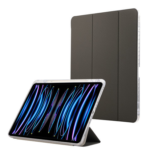 适用于苹果IPad air 13 2024 pro12.9三折碳纤维纹笔槽款亚克力套