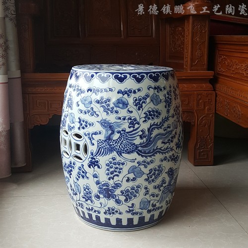 手绘青花瓷器鼓凳凉凳客厅沙发