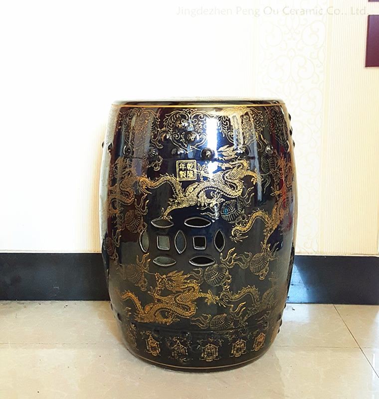 Jingdezhen Chinese style ceramics Drum stool Golden Dragon Sitting pier Cool stool Bath stool a living room Study sofa Side table Decorationin the Residential furniture , Class Seats , Stools , Drum pier/Embroidered pier  category - from Buy2taobao.com to provide professional Taobao agent buy service