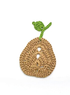 新款手工编织拉菲草梨子水果挂件 DIY车载家居箱包饰品创意配件