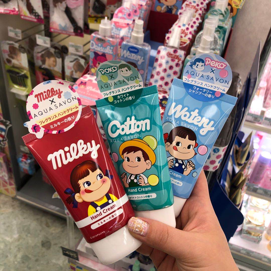 现货日本aqua savon不二家peko限定奶糖味护手霜皂香棉花香50g