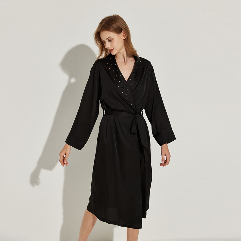 2024秋季新款烫钻睡袍高级感缎面薄款晨袍仿真丝绸开衫婚礼浴袍女,女士内衣/男士内衣/家居服,晨袍,淘宝优惠券,粉丝福利购,淘宝优惠卷