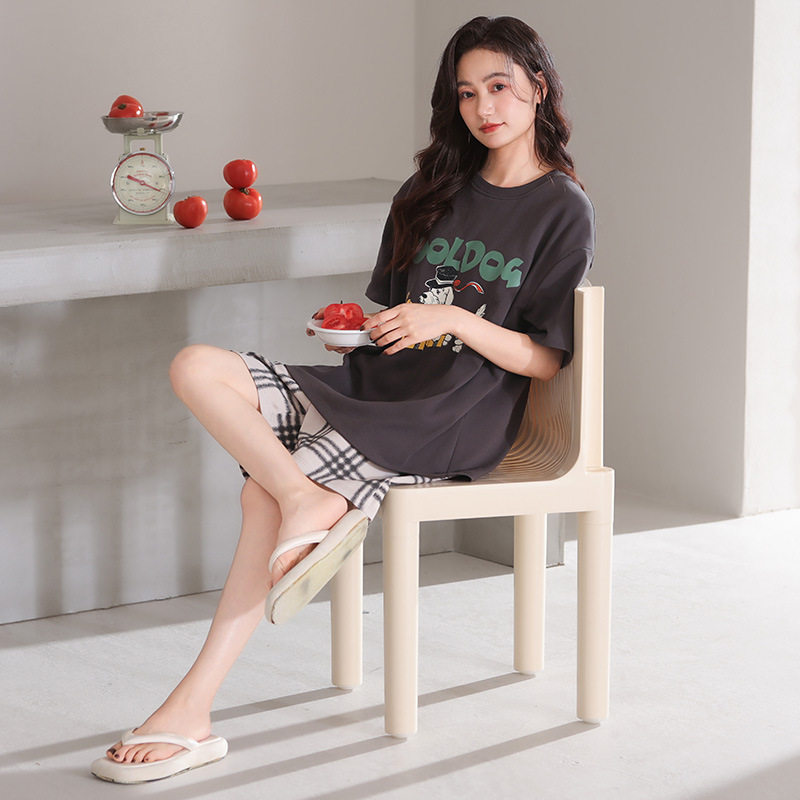 春秋款休闲宽松女士家居服套装短袖短裤莫代尔舒适透气可外穿