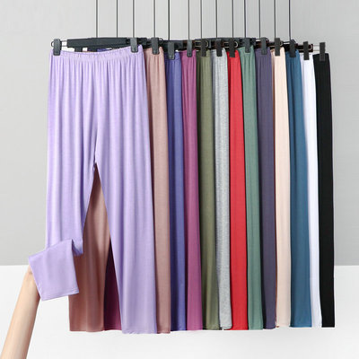 加大码春夏薄款灰色打底裤女高腰9分胖mm200斤外穿莫代尔九分裤子