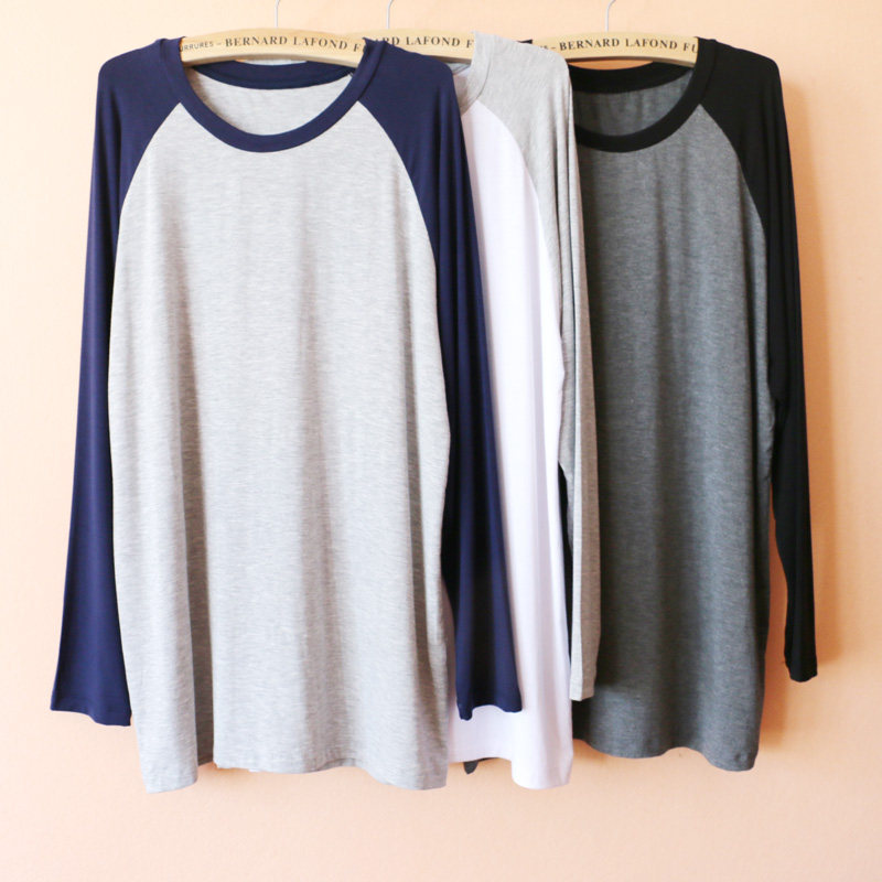 春秋款男莫代尔插肩长袖上衣T恤运动休闲睡衣 可外穿的家居服