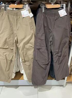 24女装保暖加绒伞兵裤休闲长裤阔感裤松紧冲锋裤百搭冬470732