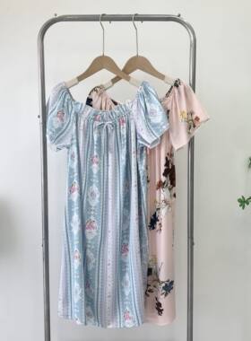 夏季真丝质感短袖睡裙可外穿