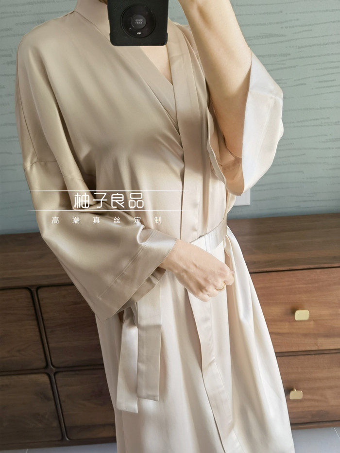 6A级别重磅真丝睡袍 高端定制新婚晨袍长款睡袍 桑蚕丝睡袍睡裙