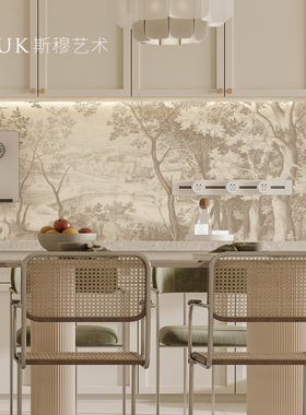 法式轻奢奶油风厨房灶台茶水间墙面装饰贴画浴室卫生间挂画防水