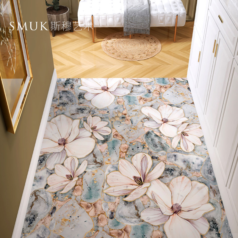 加厚地贴纸防水防滑耐磨自粘玄关浴室卧室厨房瓷砖地板贴图案定制