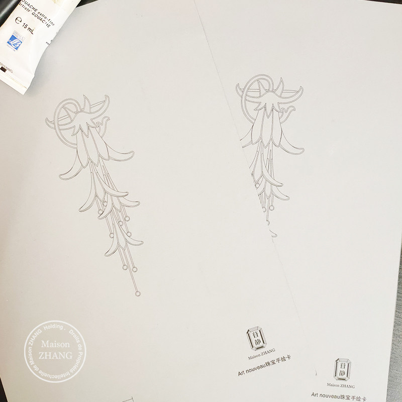 maison zhang珠宝手绘卡宝石练习卡小红书博主张苷静绘制