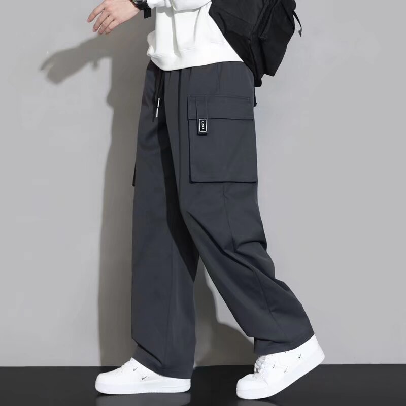 春秋季工装裤男士2025新款青少年宽松直筒长裤运动休闲裤男款卫裤