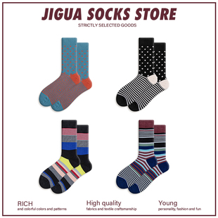 袜子男中筒袜秋冬季 高筒街头潮袜 ins潮牌条纹纯棉女士长袜情侣款