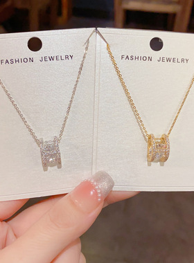 时尚满钻H字母超闪锁骨链女款