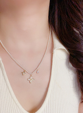 百搭锆石流苏珍珠项链