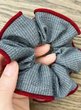 灰色红丝绒变发绳小众时尚女扎头发简约甜美复古气质头绳发圈百搭