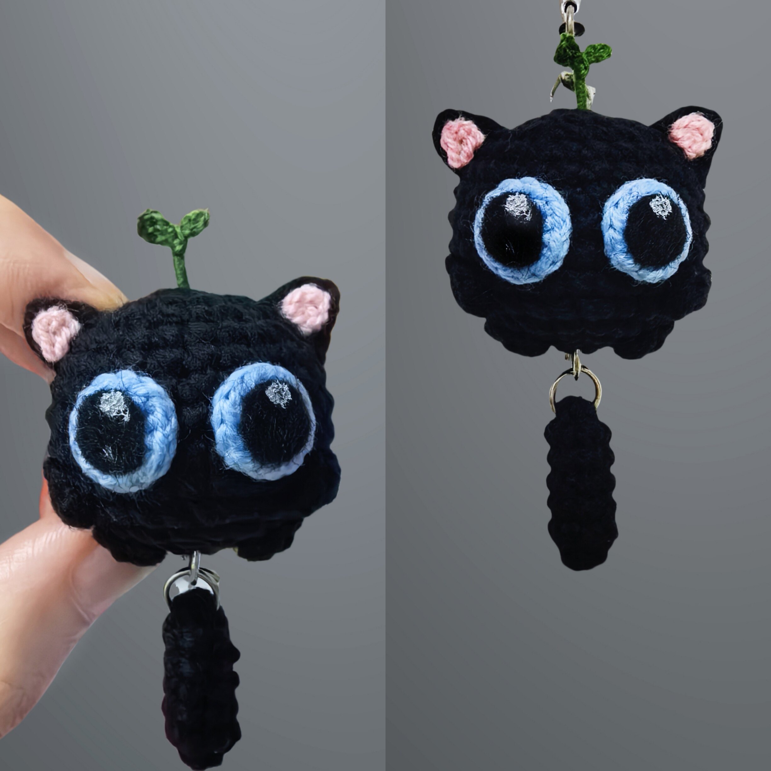 【成品】呆萌可爱小黑猫玩偶钥匙扣挂件包包挂饰卡通可爱手机链