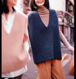 “冬日奥斯陆”系列重磅羊绒羊毛深V领针织背心