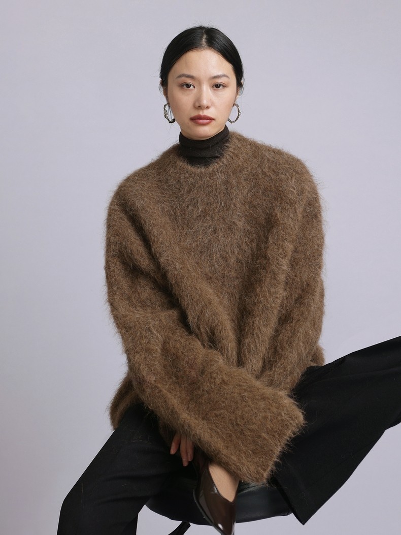 78%羊驼毛长毛皮草感廓型毛衣