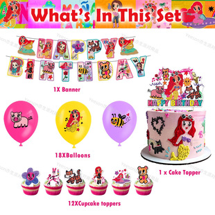 小美人鱼爱丽儿童粉色女孩生日蛋糕装饰公主玩具摆件烘焙配件插件