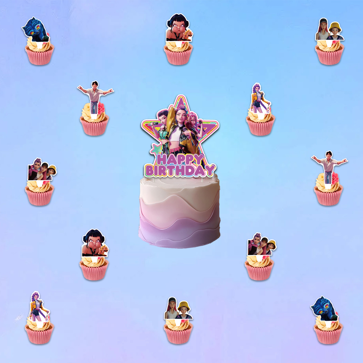 K-POP文化周边生日猎魔女团主题蛋糕插牌派对装饰用品鲁米拉佐依