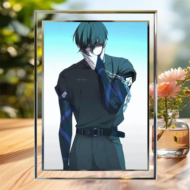 蓝色监狱系师凛周边水晶玻璃相框定制diy照片相框ins桌面摆台