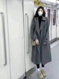 Шерстяное демисезонное шерстяное пальто, демисезонный длинный комплект, увеличенная толщина, средней длины, городской стиль