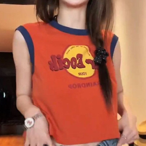 美式复古印花夏季显瘦女背心