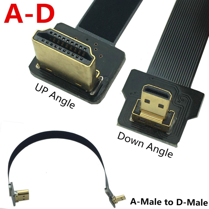 双弯头FPV航拍线 云台FPV专用HDMI A上弯-D下弯HDM A公对D公软排