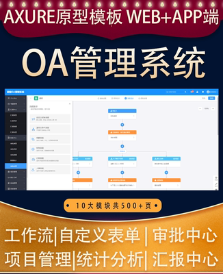 【高保真】Axure OA管理系统原型 协同 考勤 工作流 web+app模板