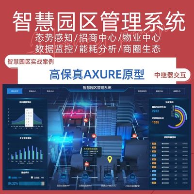 AXURE智慧园区高保真原型态势 物业运营综合管理系统 数据可视化